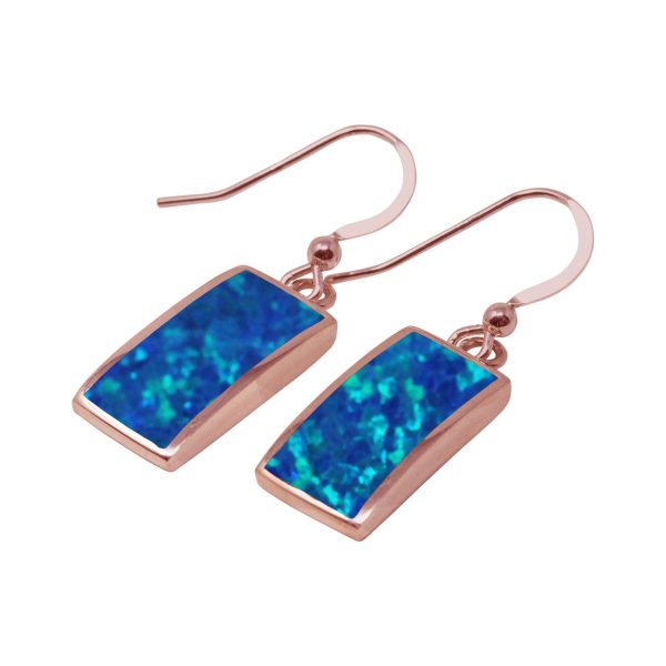 Rose Gold Opalite Cobalt Blue Drop Earrings