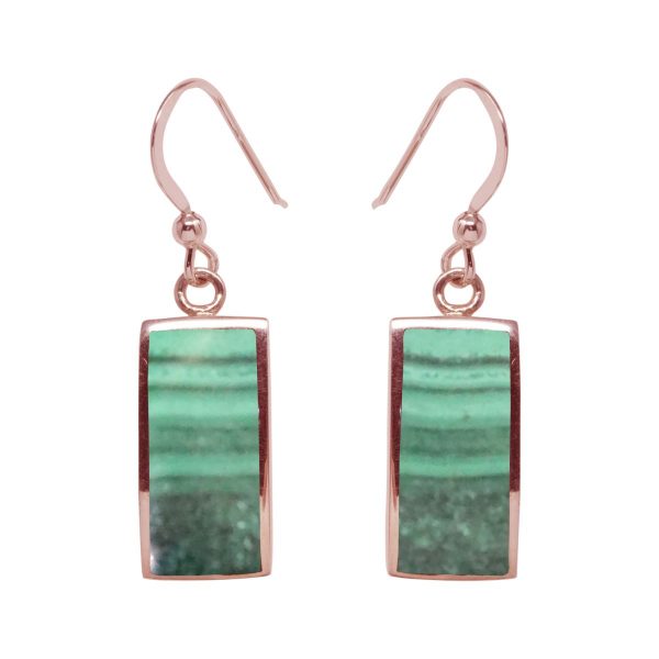 Rose Gold Malachite Drop Earrings