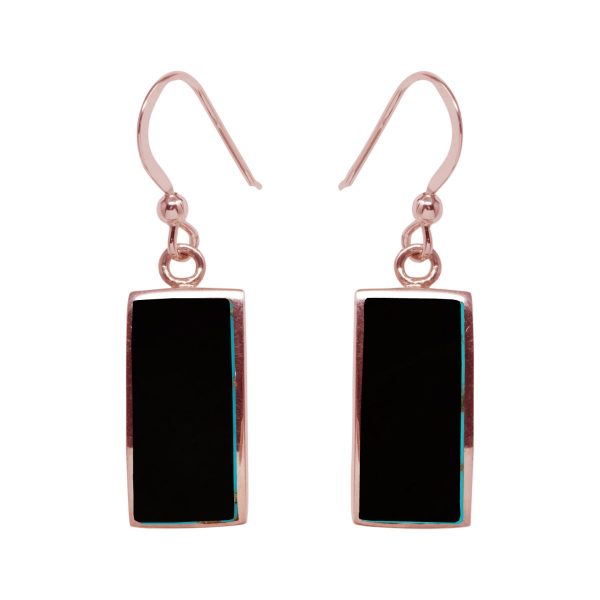 Rose Gold Whitby Jet Drop Earrings