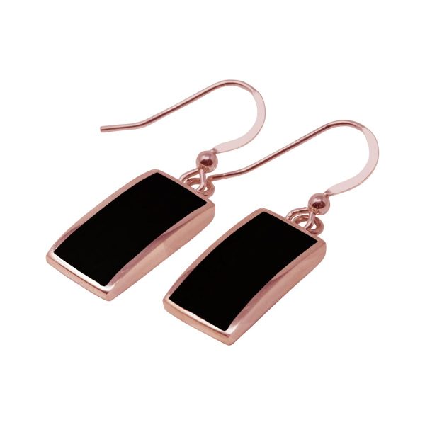 Rose Gold Whitby Jet Drop Earrings