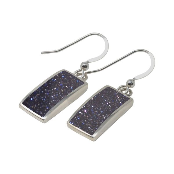 Silver Blue Goldstone Drop Earrings