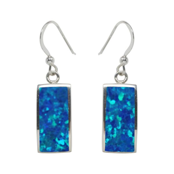 Silver Cobalt Blue Opalite Drop Earrings