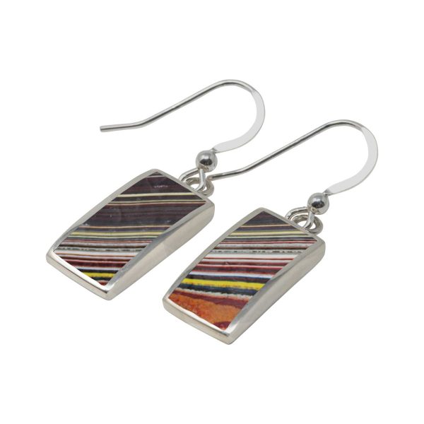 Silver Fordite Drop Earrings