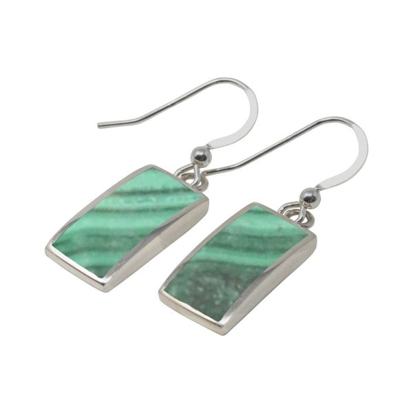 Silver Malachite Drop Earrings