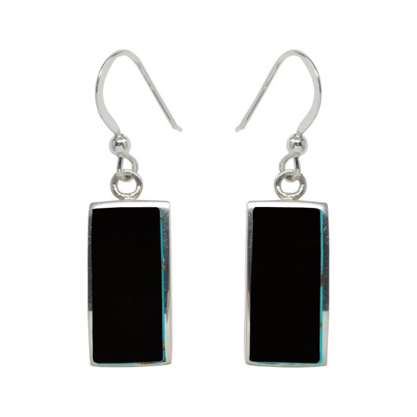 Silver Whitby Jet Drop Earrings