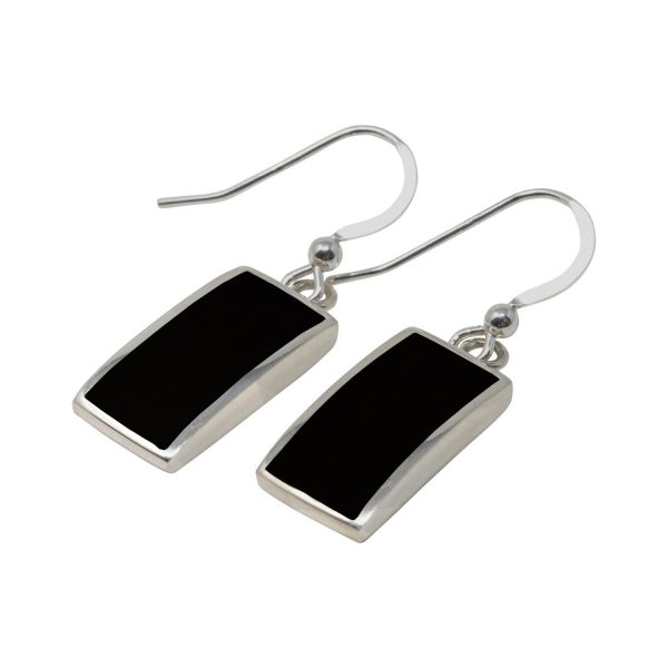 Silver Whitby Jet Drop Earrings