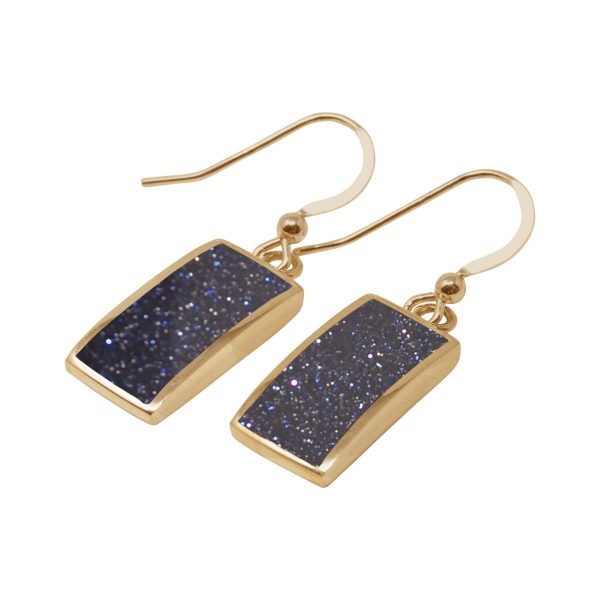 Yellow Gold Blue Goldstone Drop Earrings