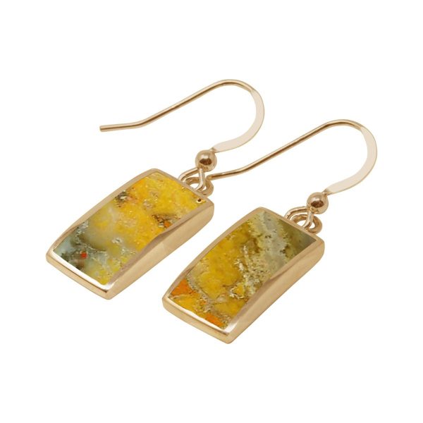 Yellow Gold Bumblebee Jasper Drop Earrings