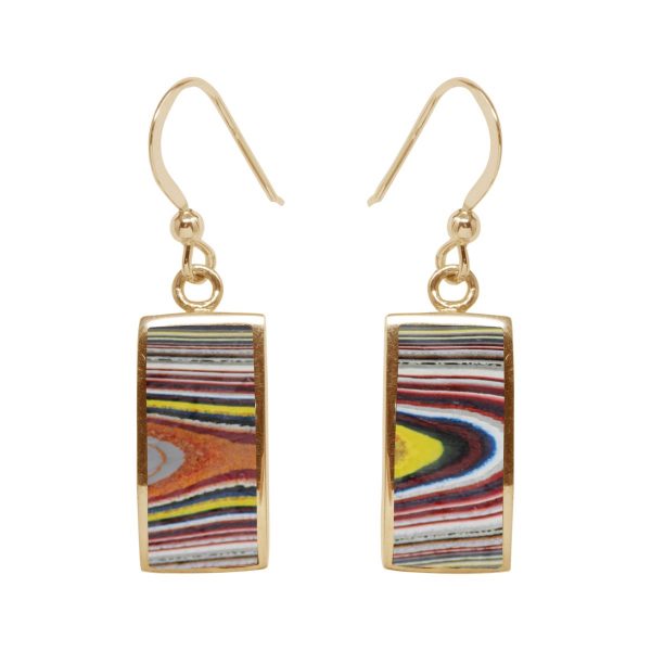 Yellow Gold Fordite Drop Earrings