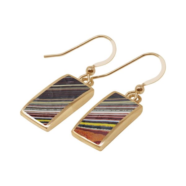 Yellow Gold Fordite Drop Earrings