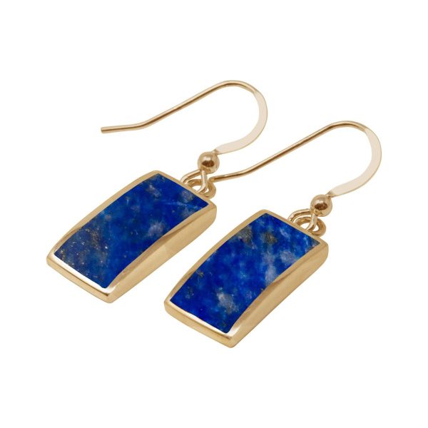 Yellow Gold Lapis Drop Earrings