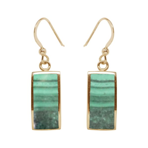 Yellow Gold Malachite Drop Earrings