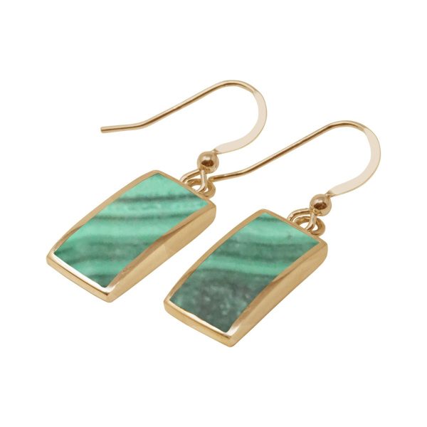 Yellow Gold Malachite Drop Earrings