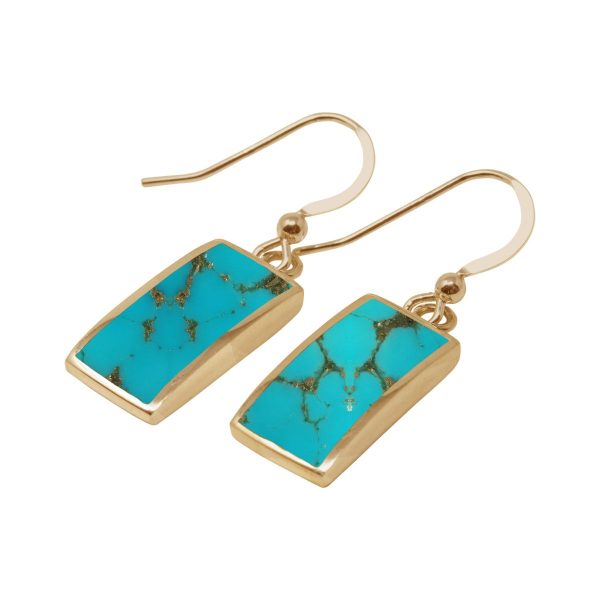 Yellow Gold Turquoise Drop Earrings