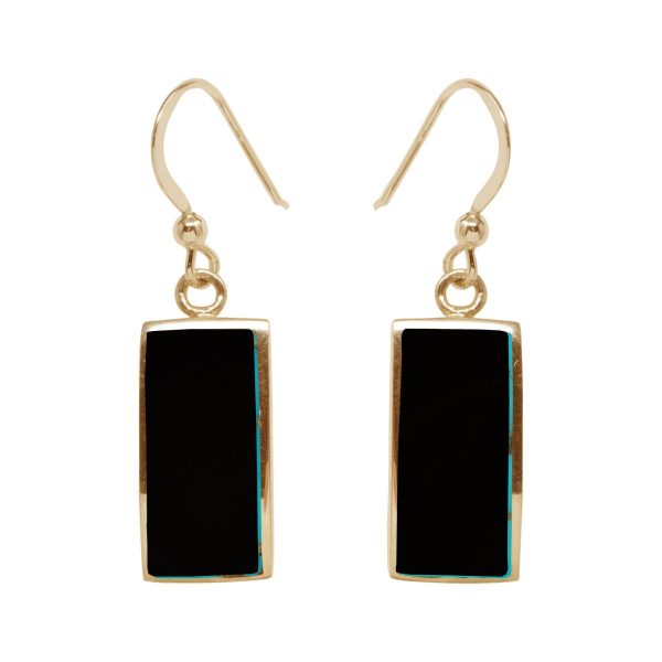 Yellow Gold Whitby Jet Drop Earrings