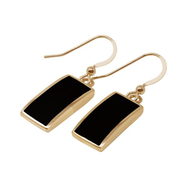 Yellow Gold Whitby Jet Drop Earrings