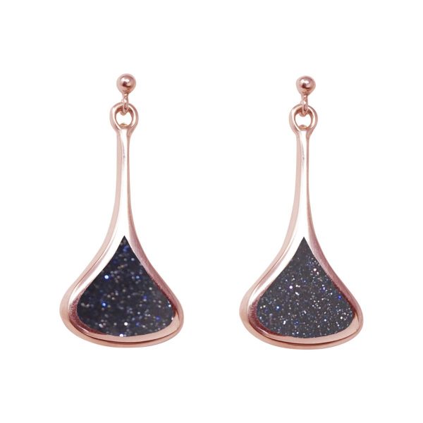 Rose Gold Blue Goldstone Drop Earrings