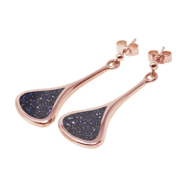 Rose Gold Blue Goldstone Drop Earrings