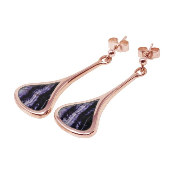 Rose Gold Blue Goldstone Drop Earrings