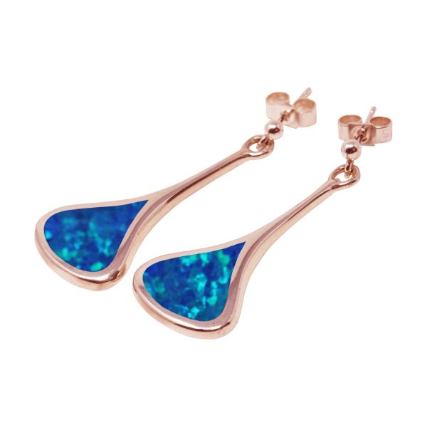 Rose Gold Opalite Cobalt Bluye Drop Earrings