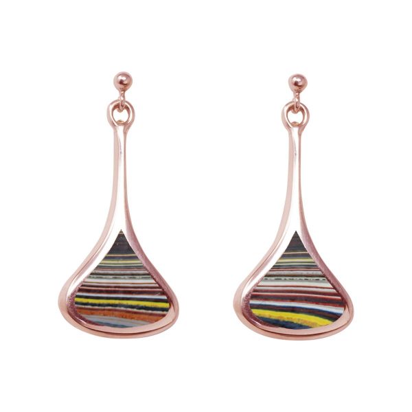 Rose Gold Fordite Drop Earrings