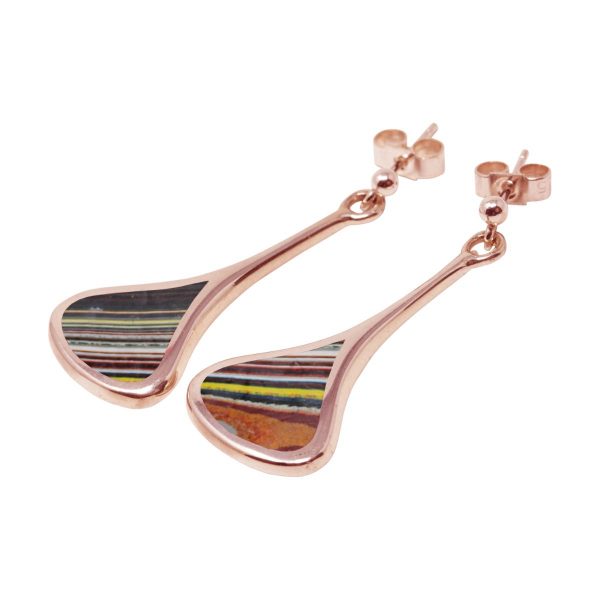 Rose Gold Fordite Drop Earrings