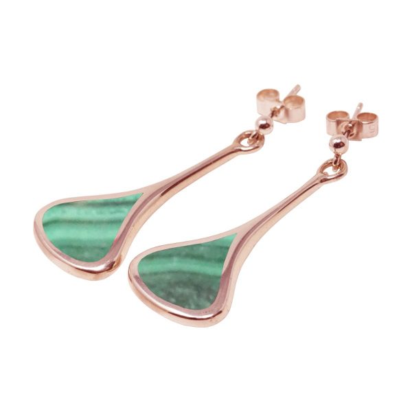 Rose Gold Malachite Drop Earrings