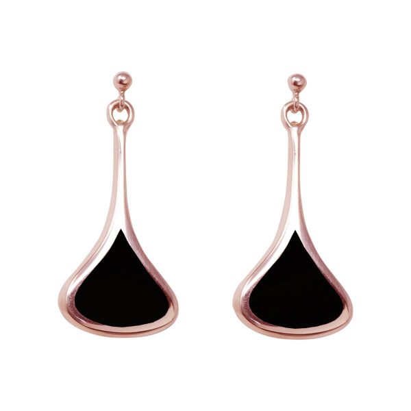 Rose Gold Whitby Jet Drop Earrings