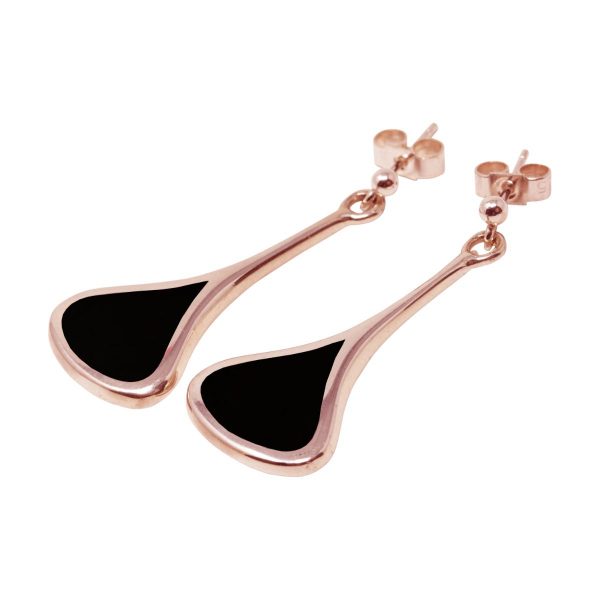 Rose Gold Whitby Jet Drop Earrings