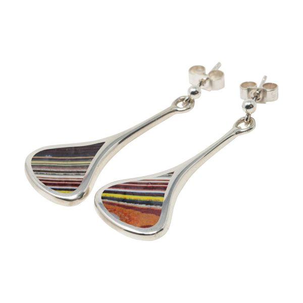 Silver Fordite Drop Earrings