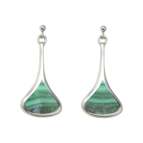 Silver Malachite Drop Earrings