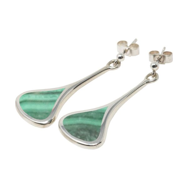 Silver Malachite Drop Earrings