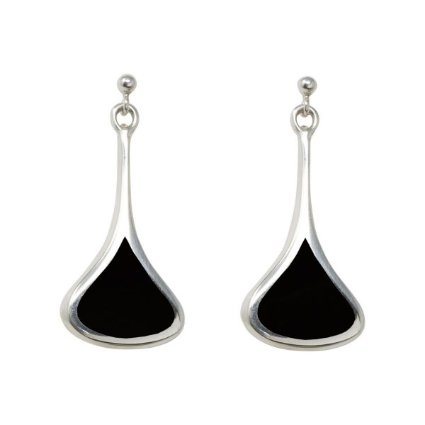 Silver Whitby Jet Drop Earrings