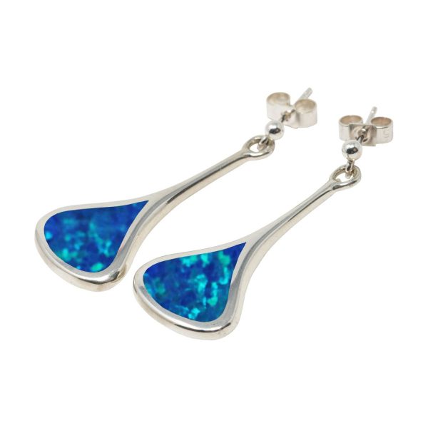 White Gold Opalite Cobalt Blue Drop Earrings