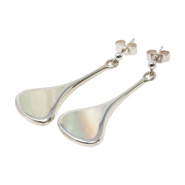 White Gold Mother of Pearl Drop Earrings