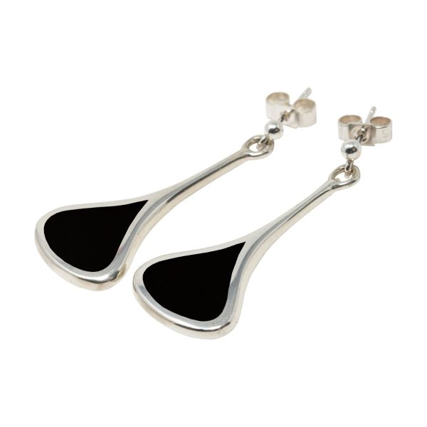 White Gold Whitby Jet Drop Earrings