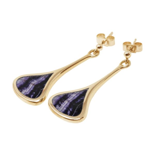 Yellow Gold Blue John Drop Earrings