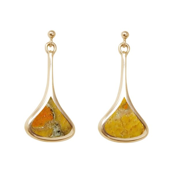 Yellow Gold Bumblebee Jasper Drop Earrings