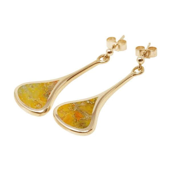 Yellow Gold Bumblebee Jasper Drop Earrings