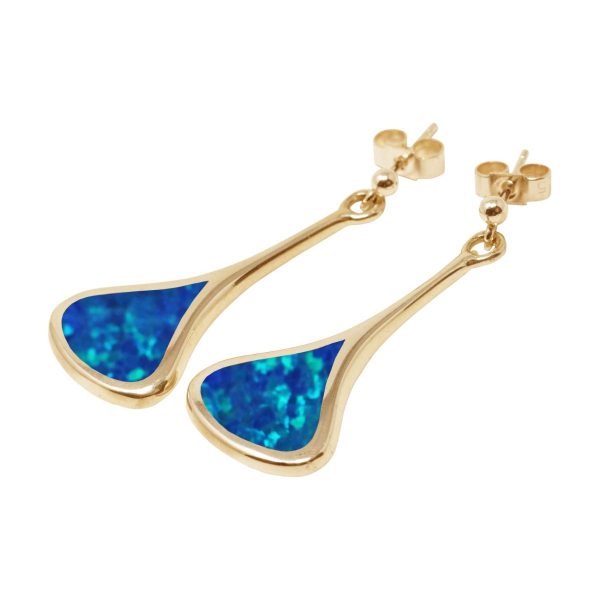 Yellow Gold Opalite Cobalt Blue Drop Earrings