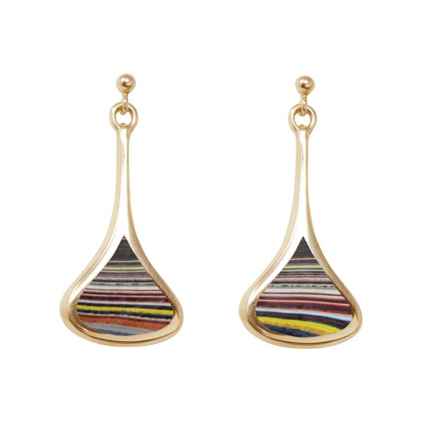 Yellow Gold Fordite Drop Earrings