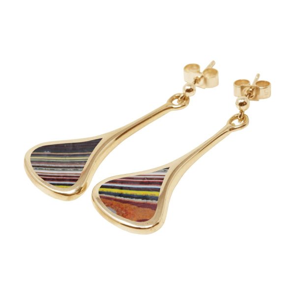 Yellow Gold Fordite Drop Earrings