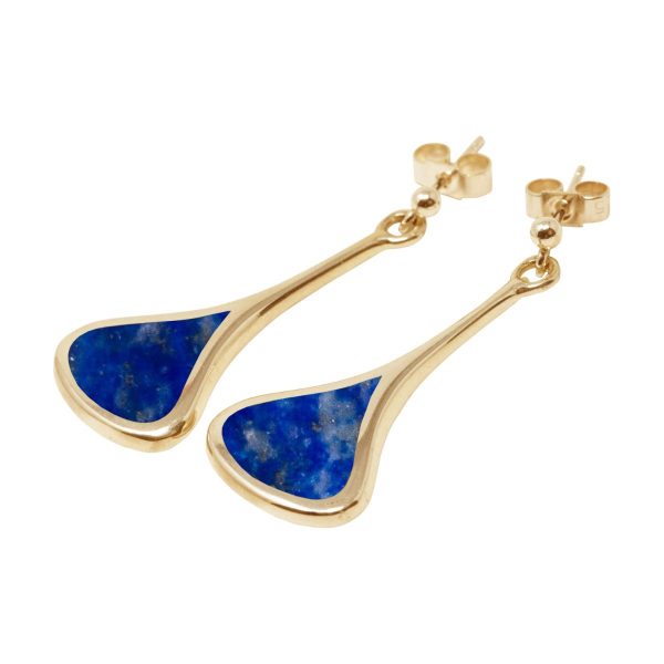 Yellow Gold Lapis Drop Earrings