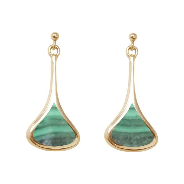 Yellow Gold Malachite Drop Earrings