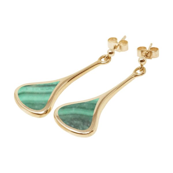 Yellow Gold Malachite Drop Earrings