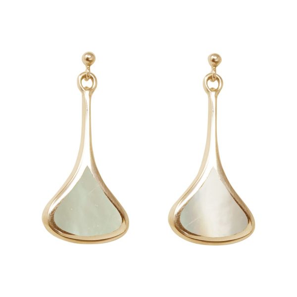 Yellow Gold Mother of Pearl Drop Earrings