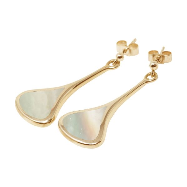 Yellow Gold Mother of Pearl Drop Earrings