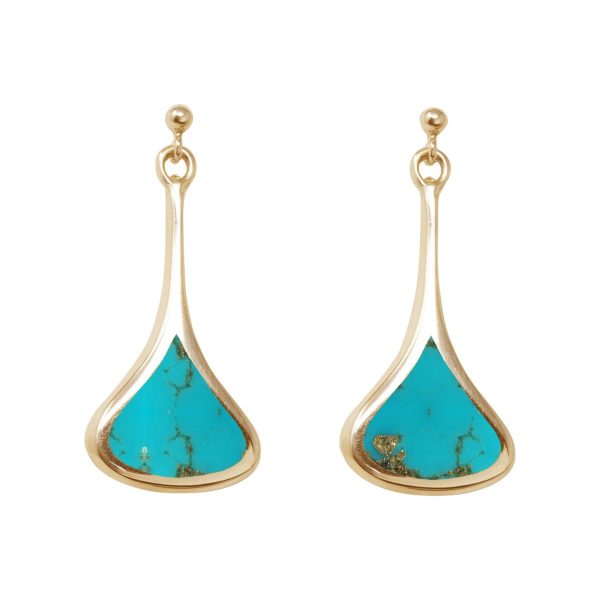 Yellow Gold Turquoise Drop Earrings
