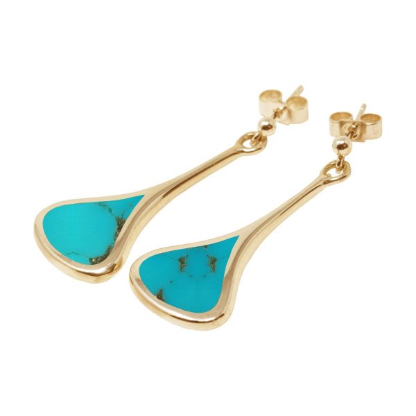 Yellow Gold Turquoise Drop Earrings