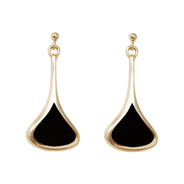 Yellow Gold Whitby Jet Drop Earrings